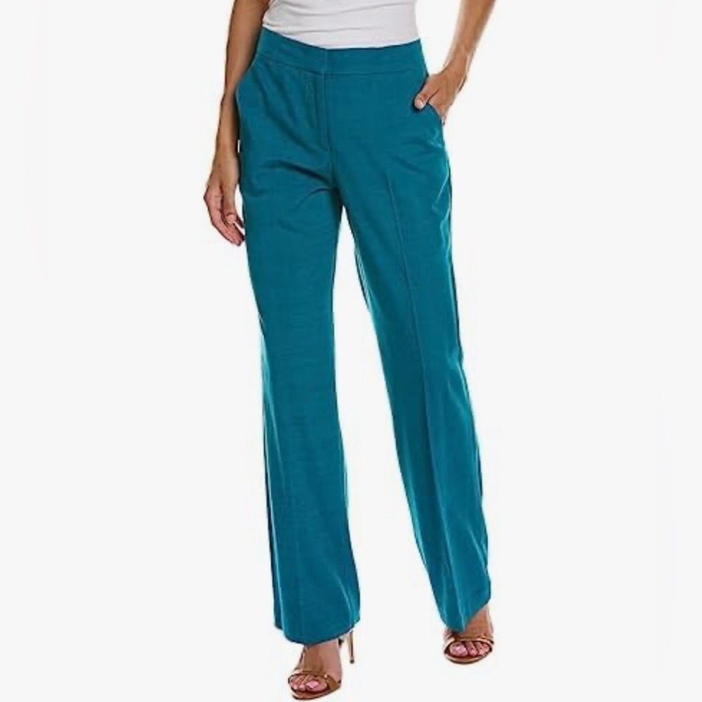 Trina Turk Women’s Danno Kick Flare Dress Pants Tile Blue Size 2 Fitted Office